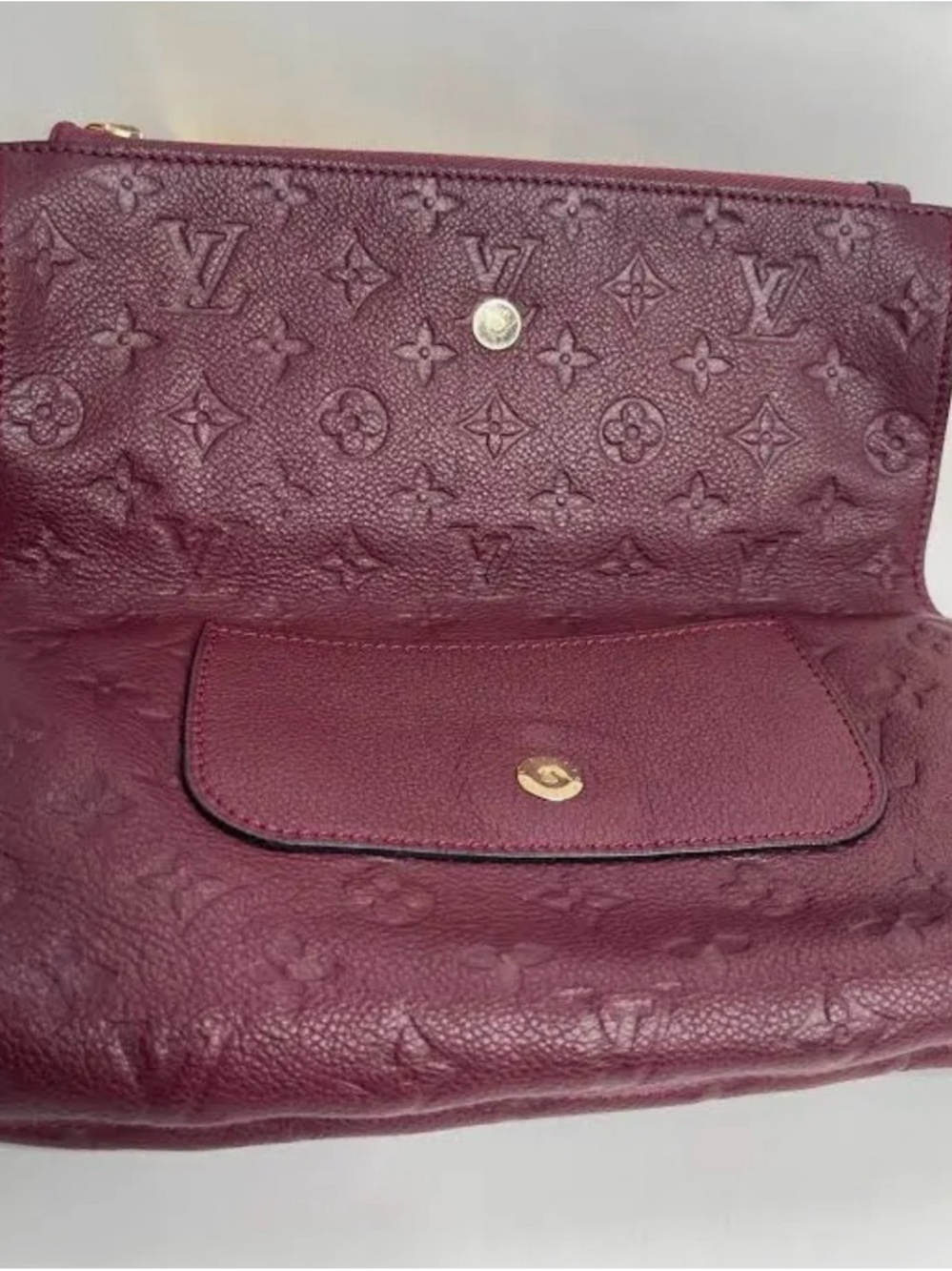 Louis Vuitton Burgundy Monogram Empreinte Leather Clutch with Gold-Tone Detail